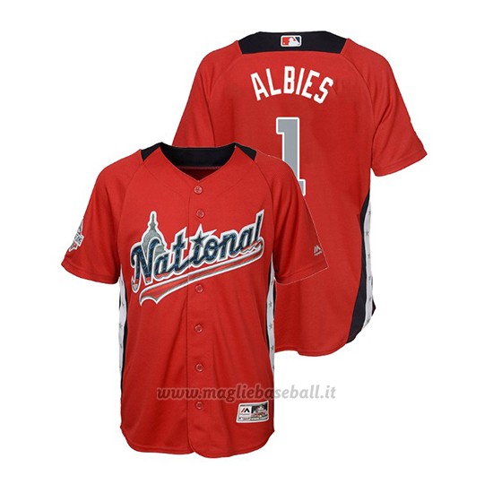 Maglia Baseball Bambino All Star Game Majestic Ozzie Albies 2018 1ªRun Derby National League Rosso